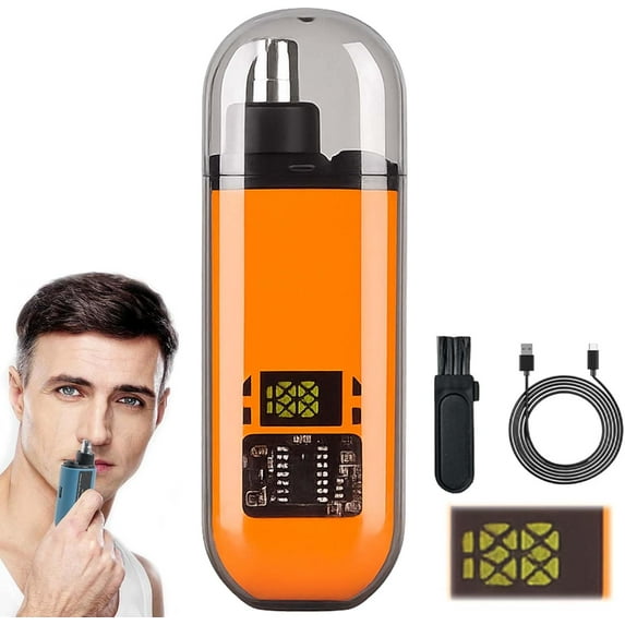 Portable Nose Hair Trimmer, 2 in 1 Nose and Ear Hair Trimmer for Men, Nose Hair Trimmer Clipper with LED Display for Women, USB Rechargeable, IPX7 Waterproof for Easy Cleansing