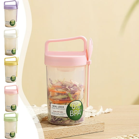 Portable Oatmeal Cup with Spoon and Lid, 5x5x19cm Plastic Container for Overnight Oats and Cereal, Leakproof & Dishwasher Safe for Easy Use, Ideal for Breakfast on the Go, Travel, and Office