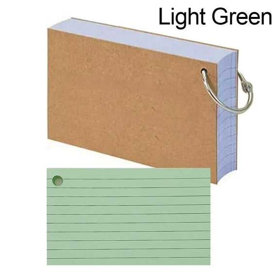 Portable Office Loose-Leaf With Cover Horizontal Line Double-sided Flash Cards Revision Cards Loose-Leaf Index Cards Binder Memo Book LIGHT GREEN