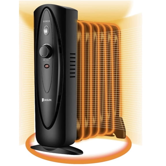 Portable Oil Filled Radiator Heater, Adjustable Thermostat 700W, BLACK