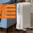 thumbnail image 1 of Portable Oil Filled Radiator Space Heater, 1500W, 7-Fin, 3 Heat Settings, White, 1 of 8