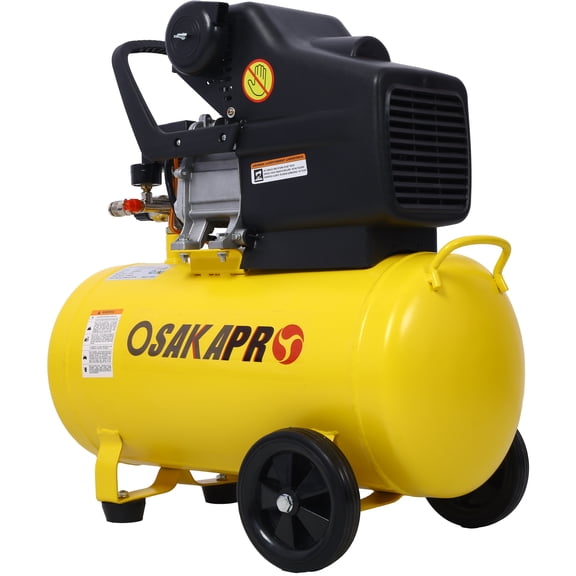 Portable Oil-Lubricated Air Compressor Tank Ultra Quiet Horizontal Tank Adjustable Pressure with Built-in Wheel