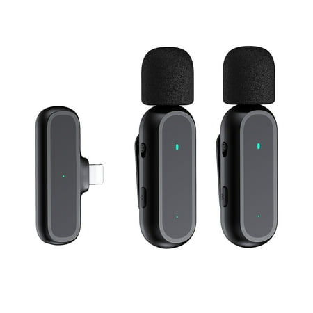 Portable One-trigger-Two Wireless Clip-on Microphone System Video Recording Mic 20M Transmission Built-in Battery with Charging Case Replacement for 13121110