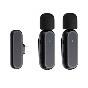 Portable One-trigger-Two Wireless Clip-on Microphone System Video Recording Mic 20M Transmission Built-in Battery with Charging Case Replacement for 13121110