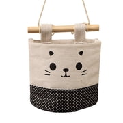 Portable Organizer Cotton Canvas Cartoon Cute Cat Fabric Wall Hanging Storage Bag Simple Storage Bag Behind The Door Hanging Bag Single