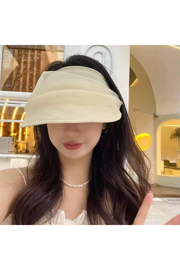 Portable Organza Visor Cap Breathable Headband Folding Sunshade Hat Hair Hoop Li