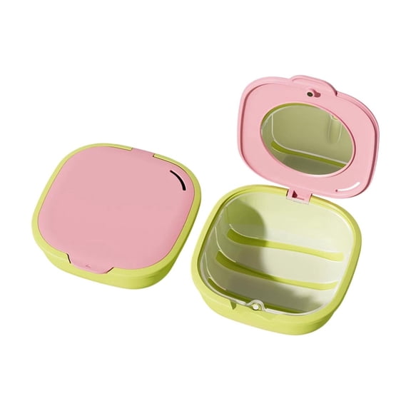 Portable Orthodontic Retainer Case, Sealed Dust Proof Dental Box, Built In Mirror Brace Organizer, Lightweight Travel Storage Container, Compact Waterproof Mouth Guard Holder