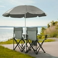 thumbnail image 1 of Portable Outdoor 2-Seat Folding Chair with 5.1ft Removable Sun Umbrella, Grey, Perfect for Camping, Fishing, Beach, and Patio, 1 of 7