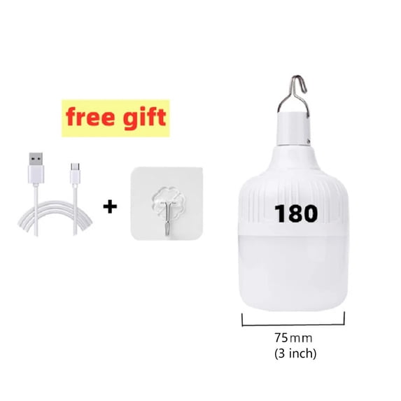 Portable Outdoor BBQ Camping Lights USB Rechargeable Lamp LED Emergency Bulb Hook High Power Tents Lantern Night Lights Bulb, 180W