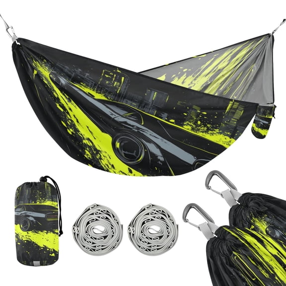 Portable Outdoor Camping Hammock Travel Hammock Ideal for Backpacking, Hiking, and Travel Black Car