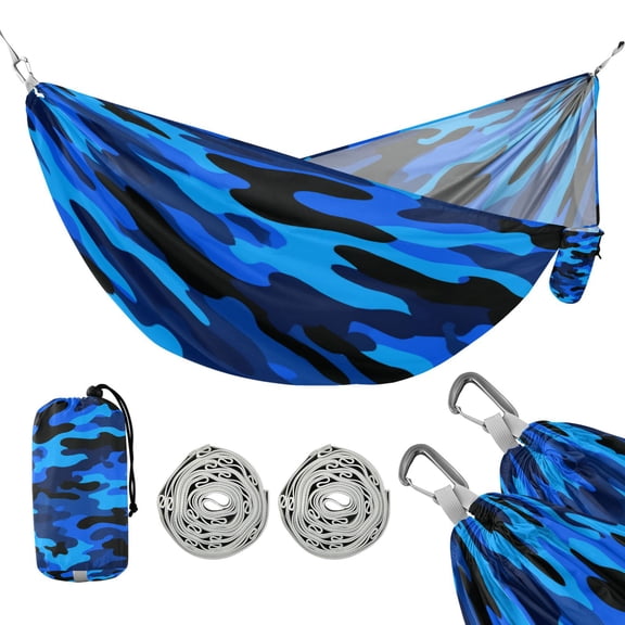 Portable Outdoor Camping Hammock Travel Hammock Ideal for Backpacking, Hiking, and Travel Dark Blue Army Camouflage