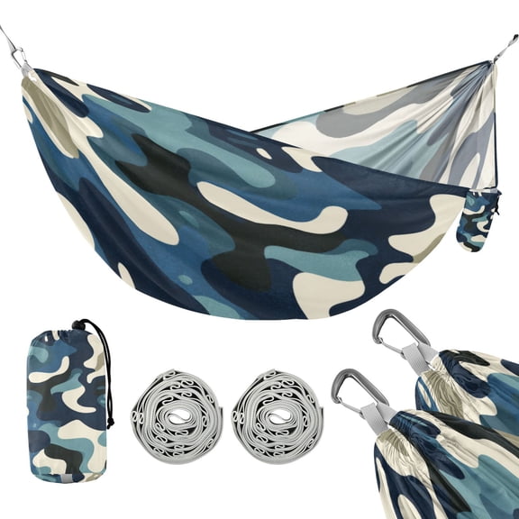 Portable Outdoor Camping Hammock Travel Hammock Ideal for Backpacking, Hiking, and Travel Dark-toned Camouflage Pattern
