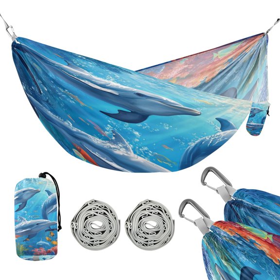 Portable Outdoor Camping Hammock Travel Hammock Ideal for Backpacking, Hiking, and Travel Dolphins in The Sea