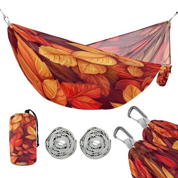 Portable Outdoor Camping Hammock Travel Hammock Ideal for Backpacking, Hiking, and Travel Fall Leaves Pattern