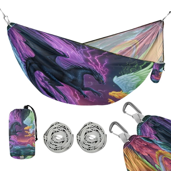Portable Outdoor Camping Hammock Travel Hammock Ideal for Backpacking, Hiking, and Travel Magic Dragon Game Card
