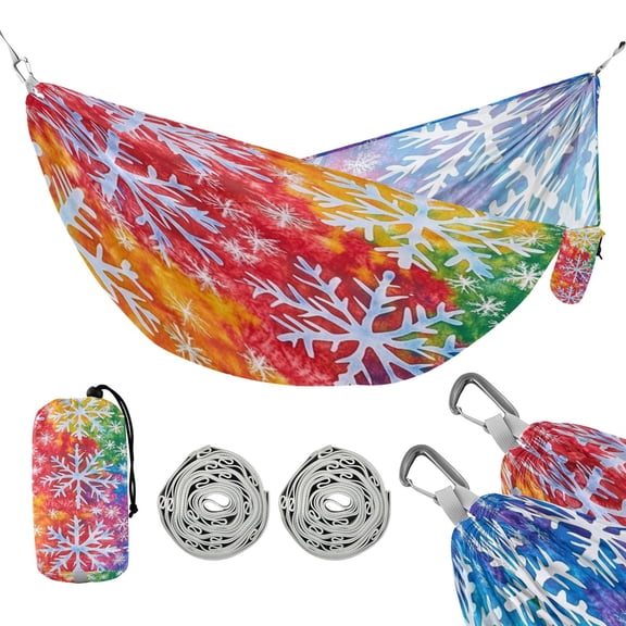Portable Outdoor Camping Hammock Travel Hammock Ideal for Backpacking, Hiking, and Travel Multicolor Tie-dye Snowflake