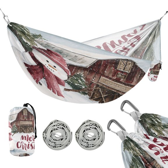 Portable Outdoor Camping Hammock Travel Hammock Ideal for Backpacking, Hiking, and Travel Red-hatted Snowman
