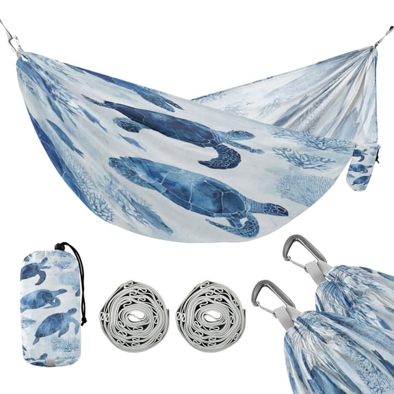 Portable Outdoor Camping Hammock Travel Hammock Ideal for Backpacking, Hiking, and Travel Sea Turtles and Fish Swimming