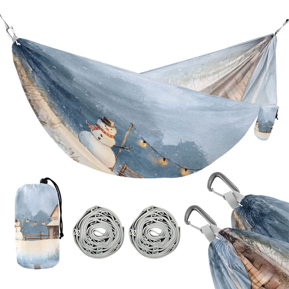 Portable Outdoor Camping Hammock Travel Hammock Ideal for Backpacking, Hiking, and Travel Watercolor Winter Farm