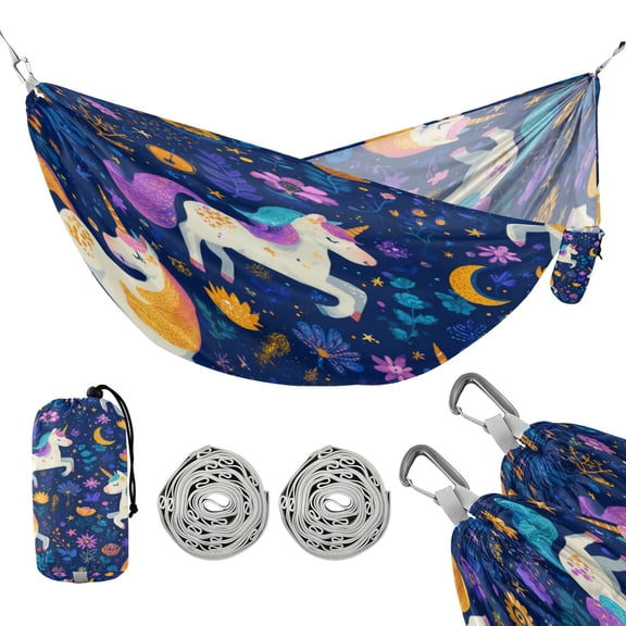 Portable Outdoor Camping Hammock Travel Hammock Ideal for Backpacking, Hiking, and Travel Whimsical Unicorns