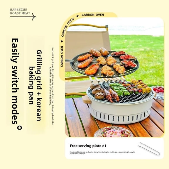 Portable Outdoor Charcoal BBQ Grill for Camping & Backyard Smokeless Design with Even Heat Distribution, Compact Charcoal Grill for Meat,Vegetables & Tea,Ideal for Picnics, Tailgating & Balcony Use