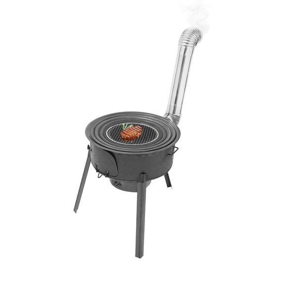 Portable Outdoor Charcoal Stove Camping Stove Multifunction Wood Burning Stove w/ 4x Furnace Rings