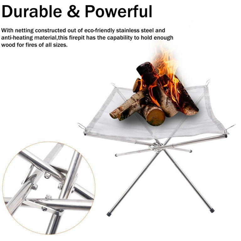 Portable Outdoor Fire Pit Camping Stainless Steel Mesh Fireplace Foldable for Outdoor Patio Portable Outdoor Fire Pit Camping Stainless Steel Mesh Fireplace Foldable for Outdoor Patio