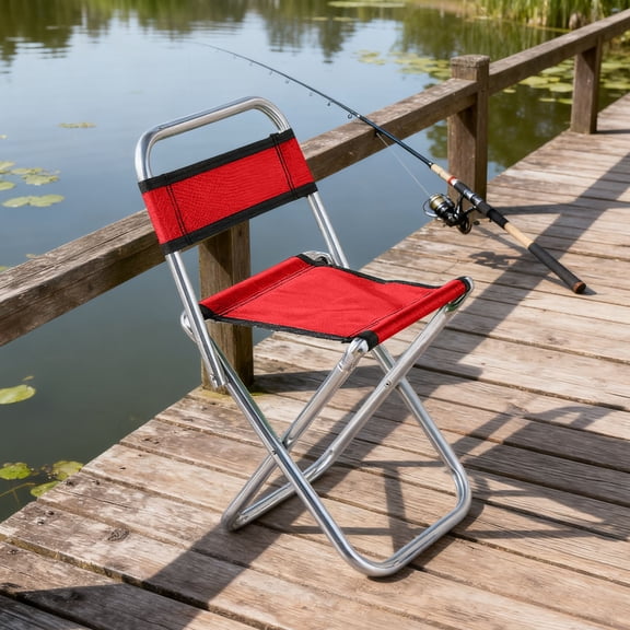 Portable Outdoor Folding Chair With Backrest For Camping Fishing Or Barbecue, Lightweight Metal Frame, Breathable Fabric Seat, Rust Resistant Finish, Quick Fold, Compact Storage, Travel Friendly
