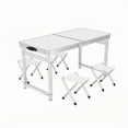 thumbnail image 1 of Portable Outdoor Folding Table with 4 Stools - Lightweight Aluminum Table with 3 Adjustable Heights, Ideal for Camping, Picnics, And Barbecues, 1 of 7