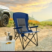 Portable Outdoor Freestyle Rocker Camping Chair in Stylish Grey with Solid, Durable Armrests, Drink Holder & Comfortable Backrest