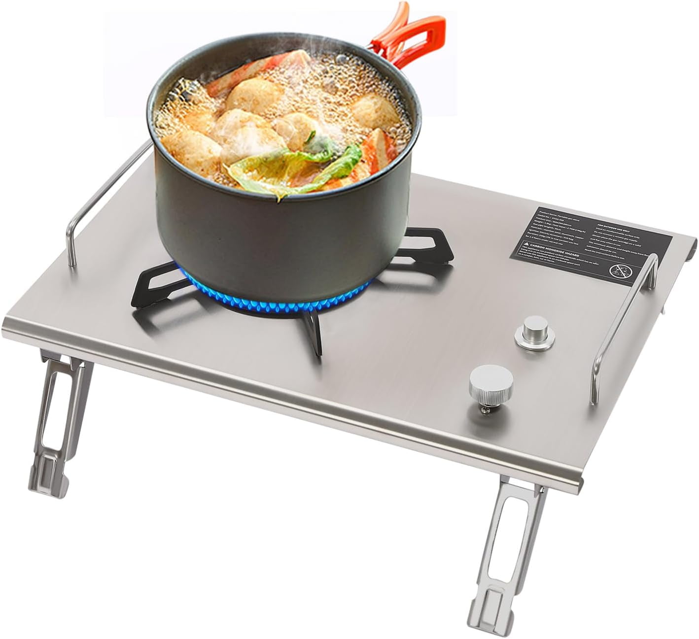 Portable Outdoor Gas Stove 13,648 BTU, Stainless Steel, Single-Burner Stove Camping Burner for Outdoor Cooking Turkey Fry, Crawfish Boil, Homebrewing, Sliver