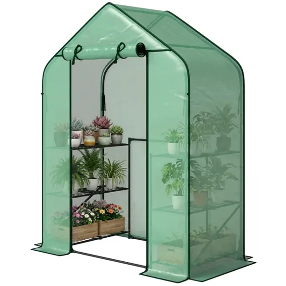 Portable Outdoor Greenhouse Planting Box Green
