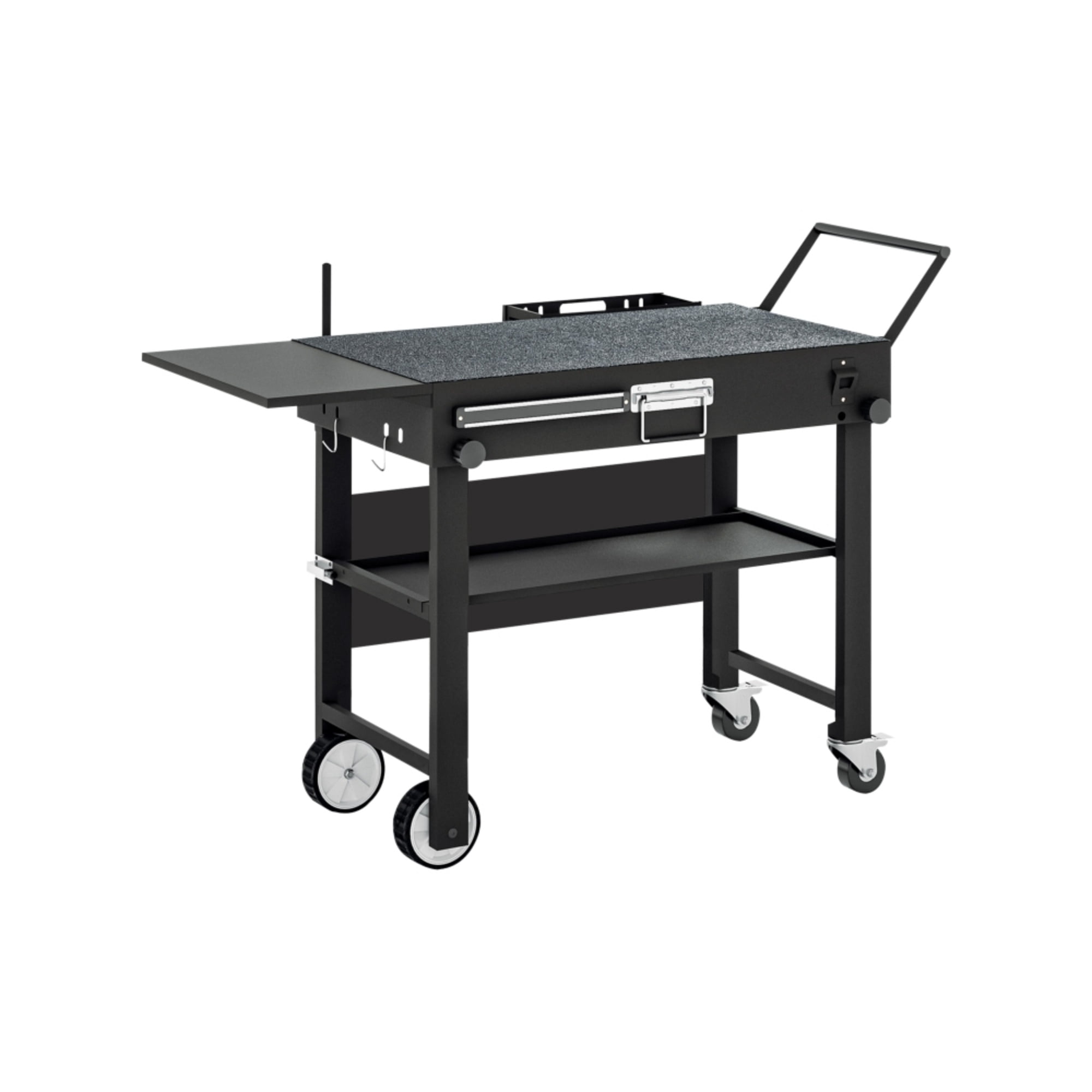 Portable Outdoor Grill Cart with Foldable Design and Stainless Steel Construction, Grill Table for BBQ and Camping, Black