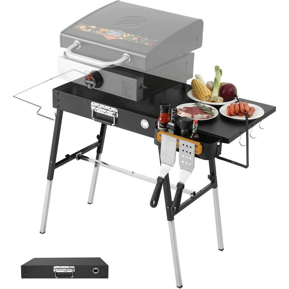 Portable Outdoor Grill Table, Griddle Stand, Movable Griddle Stand Fit 17 Inch or 22 Inch, Grill Cart
