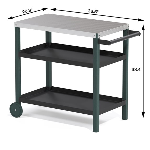 Portable Outdoor Grill Table with HDPE Legs,Grill Cart with Stainless Steel Top&3-Shelf Storage for BBQ Prep Table,A Long-lasting Dining Cart Suitable for Outdoor&Indoor Use