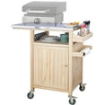 thumbnail image 1 of Portable Outdoor Grill Table with Storage Cabinet, Moveable Solid Wood Outdoor Grill Cart with Wheels, Pizza Oven Trolley, Stainless Steel Top BBQ Cart Prep Table for Outside, 1 of 8