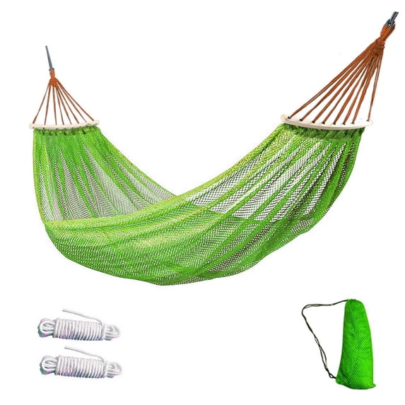 Portable Outdoor Ice Silk Mesh Hammock 100x51 Inches with Straps and Bag Anti-Flip Camping Swing Green