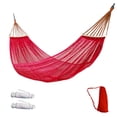 thumbnail image 1 of Portable Outdoor Ice Silk Mesh Hammock 100x51 Inches with Straps and Bag Anti-Flip Camping Swing Red, 1 of 5