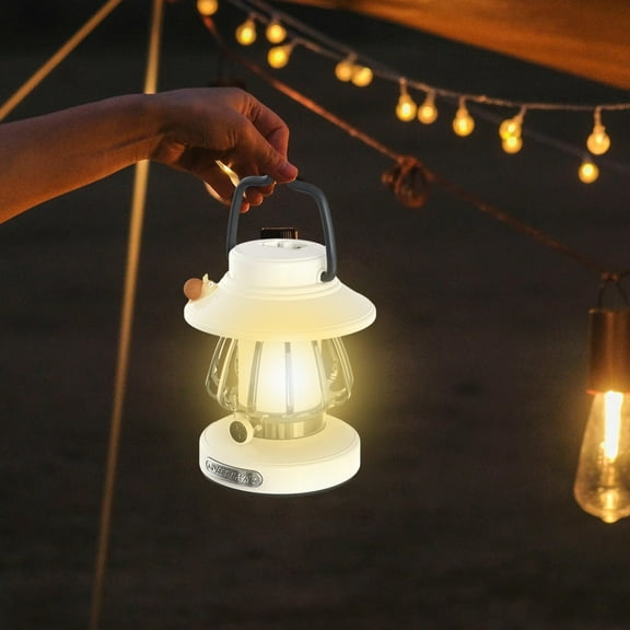 Portable Outdoor Lantern,Camping Light for Patio,Halloween,Christmas Decoration,Rechargeable LED Lantern,Perfect for Home,Office,and Outdoor Settings,Multi-Functional Lighting-White