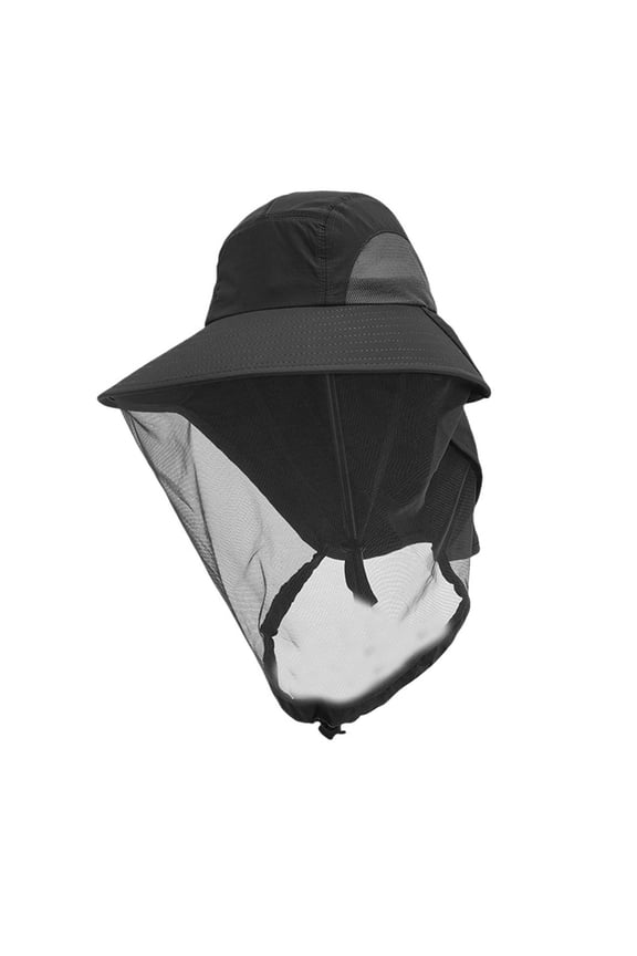 Portable Outdoor Mosquitoes Face Mask Hat with Reinforced Mesh Panel and Compact Foldable Design for Men