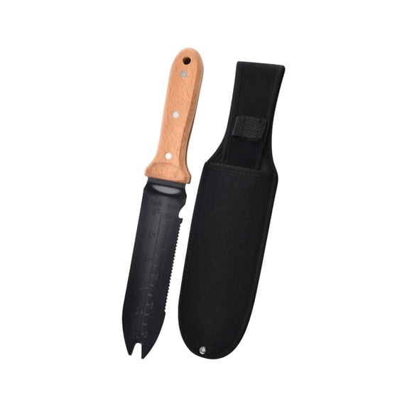 Portable Outdoor Multi-Function Hand Trowel with Serrated Edge, Depth Scale & Pruning Notch for Gardening, Camping, Hiking, and Survival Tasks