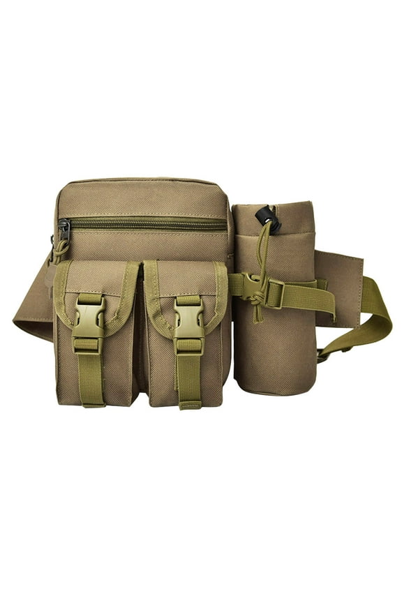 Portable Outdoor Pack Waist Pack Bag Travel Belt Purse Kettle Waist Pouch Bag for Daily Life Fishing Cycling Camping Hiking Traveling Hunting(Khaki)