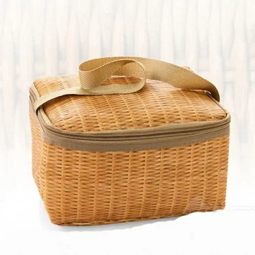 Portable Outdoor Picnic Bag Waterproof Tableware Insulated Thermal Cooler Food Container Basket for Camping Picnic Picnic Basket (Khaki)