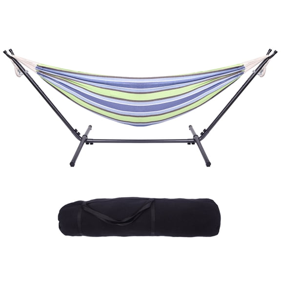 Portable Outdoor Polyester Hammock Set Green