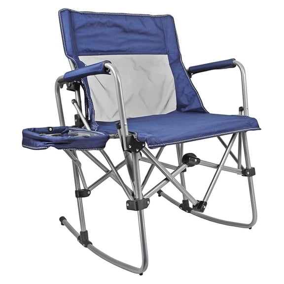 Portable Outdoor Rocking Director's Folding Chair with Side Table Perfect for Sporting Events, Outdoor Activities, Camping, Patio Furniture, and Relaxing, Navy