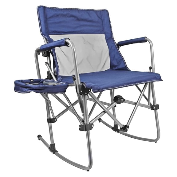Portable Outdoor Rocking Director's Folding Chair with Side Table Perfect for Sporting Events, Outdoor Activities, Camping, Patio Furniture, and Relaxing, Navy