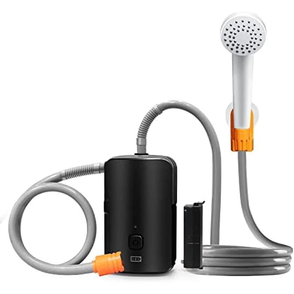 Portable Outdoor Shower, Detachable Battery, USB Charging, 4400mA Battery, with LED Lighting, Battery Camp Shower, Suitable for Hiking/Backpacking, Camping, Travel, Beach, Pets, Watering