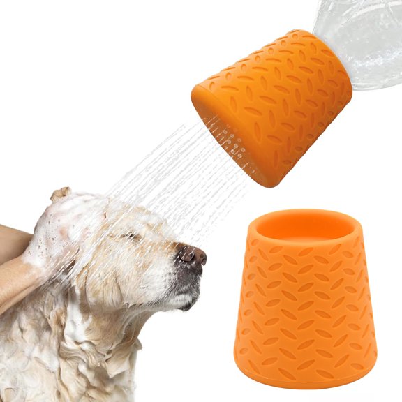 Portable Outdoor Shower Head for Dogs, Bottle Attachment Fits 16 Oz to 2 Liter Plastic Water Bottles，Orange