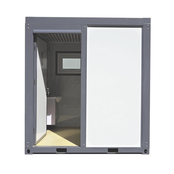 Portable Outdoor Shower Room with Toilet & Sink, Steel Frame Prefab Bathroom Shed, All-in-One Mobile Restroom for Camping & Construction Site