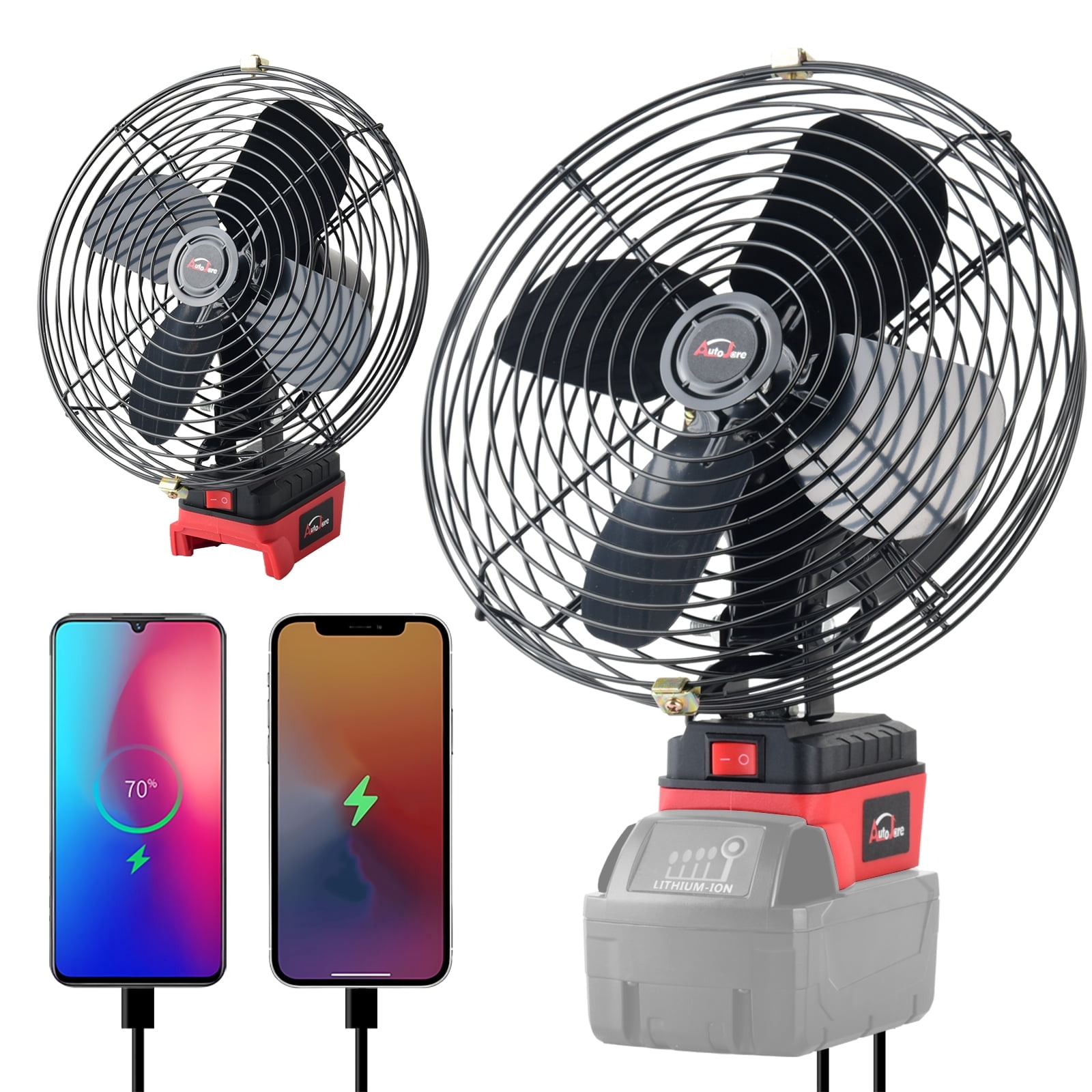 Cordless Jobsite Fan, 8 Inch Portable Fan Compatible with Milwaukee 18V Max Battery, Battery Powered Outdoor Indoor Cooling Fan, Tool Only